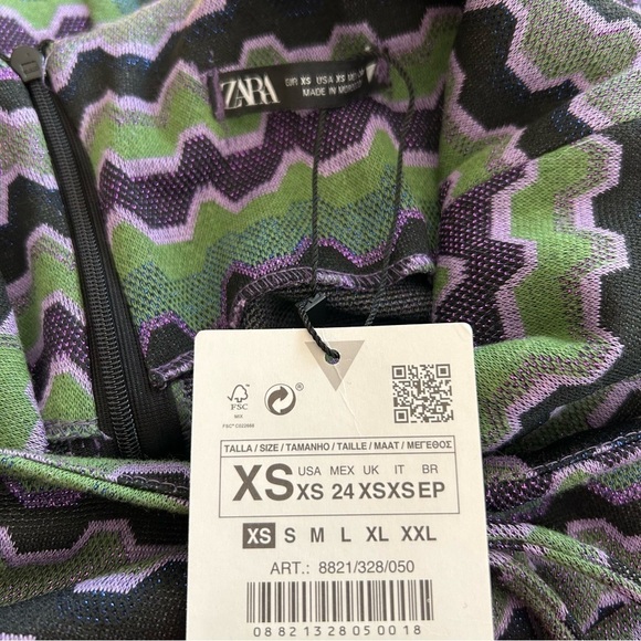 NWT ZARA Geo Print Cutout Bodycon Long Sleeve Dress - Picture 12 of 12